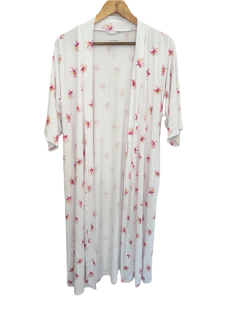 Coco Moon Hawaii Plumeria Bamboo Mama Robe White Floral XS/S